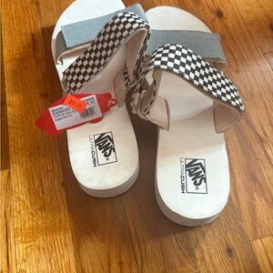 Vans Black and White Sandals with Traction Sole